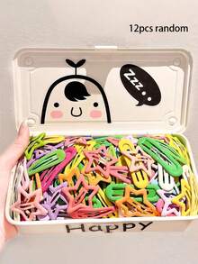 60个/套梦幻多色几何发夹组合，一整盒粉色、浅黄色等柔和色调的马卡龙色星星发夹——适合女孩和女士，甜美浪漫——为少女发型增添俏皮亮点，非常适合日常造型和送礼！发夹，发卡