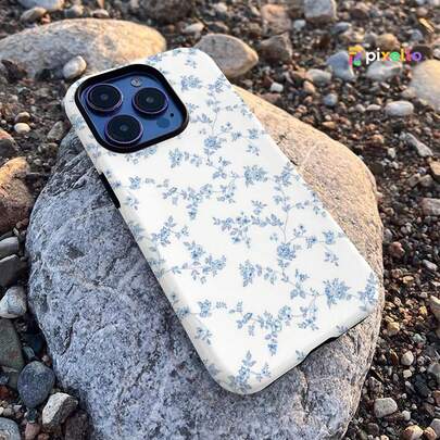 Blue & White Floral Chinoiserie Aesthetic Phone Case Compatible With IPhone 17 Air 17 Pro Max 16 Pro 15 14 Plus 13 12 Pro 11