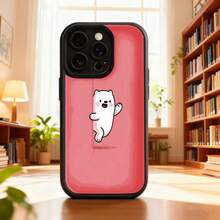 Cubierta de telefono con borde protector color rosa con estampado de perro blanco divertido para uso diario en casa y oficinaAplicable a teléfonos Apple y Galaxy. - Burdeos - Ver 1