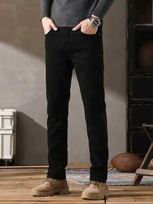 Men's Wash Denim Jeans - Baggy Fit, Casual Streetwear Essential,Trending Denim Jacket - Oversized Style - Relaxed Fit, All - Season Layering - Loose, Vintage - Inspired Streetwear.Christmas Gifts For My Husband & Father Vaqueros Para Hombre - (30L) Metallic Black - 查看 5