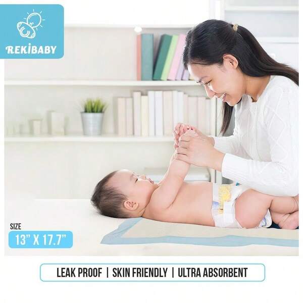 Disposable Changing Pad For Baby, 45cm X 33cm Pack Of 100, Waterproof Diaper Change Mat Thick Strong Absorption U...