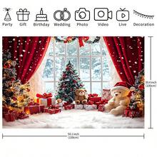 1 PC Christmas-Themed Decorative Hanging Cloth - Christmas Wonderland Snowman Background Cloth, Equipped With Red Curtains - Highly Suitable For Indoor Celebration Events, Photography Studio Shooting, And Holiday Gatherings. Indoor Party And Holiday Decoration Photography Background, Birthday Celebration Events,