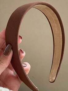 1 Piece Circumference 14.17inch / 36cm Brown High Crown Sponge Headband, Fashionable And Versatile, Simple Style, Suitable For Daily Wear, Shower, Makeup, Matching Outfits, Suitable For Autumn And Winter, Hairband, Women's Headband - 棕色 - 查看 4