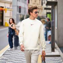 Nike 男士户外运动休闲舒适圆领套头长袖保暖卫衣，带刺绣logo，建议选大一码