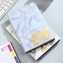2026 English Version Marble Texture 365 Days Planner Calendar, Efficient & Practical, Soft Leather Notebook - Multicolor - View 6