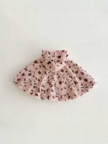 1件女婴冬季服装，婴儿连帽斗篷，儿童豹纹加厚保暖外套，冬季防风披肩 - 粉色 - 查看 10