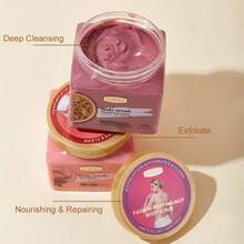 核桃身体磨砂膏，蕴含百香果、芦荟、芒果、玫瑰、椰子、可可、蓝莓和维生素C提取物 - 500克，具有去角质、保湿和清洁功效 - 彩色 - 查看 5