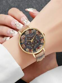 1pc Women's Elegant Fashion Personalized Numeric Dial Quartz Wrist Watch, & Chic (Watch Box Not Included) - Màu be - Xem 2