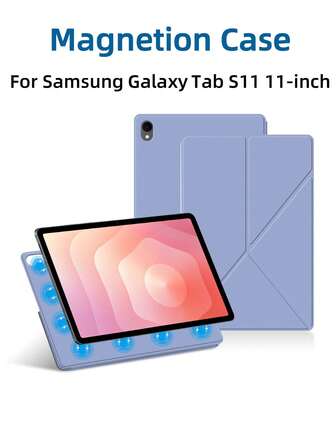 Magnetic Case For Galaxy Tab S11 11-Inch Tablet Folio Case For Tab S11 X730 736 Model Tablet Y-Fold Stand Cover With Auto Sleep / Wake Function