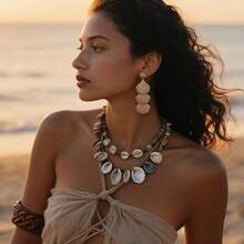 Raffia Dangle Earrings Women - Boho Statement Rattan Drop Jewelry With Design, Lightweight Summer Beach Accessories - 棕色 - 查看 6