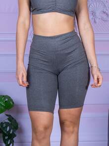 Women Sports Shorts - 灰色 - 查看 2