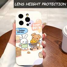 1PC Phone Case ,  Cartoon Rabbit Shopping Scene , Stylish Phone Case, Phone Decoration, All-around Lens Protection, Creative Small Gift, Funny Gift for Boys and Girls - Negro - Ver 4