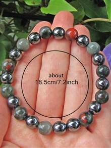 1pc Anxiety Relief Bracelet, Stress Relieving, Anti-Fatigue Natural African Bloodstone & Turquoise Beaded Bracelet, Suitable For Men And Women Daily Wear(The Number And Color Of The Beads Are Random.)