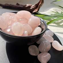 100克天然高品质玫瑰石英碎石，原石抛光鹅卵石，家居装饰，花园装饰，鱼缸装饰，盆栽装饰，许愿瓶，天然石材 - 粉色 - 查看 2