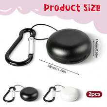 Giantree 2pcs Earplug Cases Round Potable Ear Plug Holder With Keychains Potable Mini Storage Case For Business Trip Storage Earbuds Trinkets Pills Black + White - As Pic - View 2
