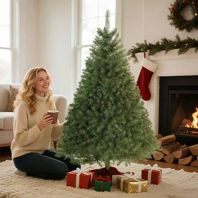 HOMCOM Künstlicher Weihnachtsbaum, 150 Cm, Clappbare Äste, Metallständer, Vielseitig, Grün