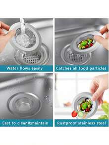 2个装厨房水槽滤网，水槽排水过滤器，水槽篮式滤网，4.5英寸不锈钢水槽排水滤网，厨房食物垃圾收集器 - 彩色 - 查看 4