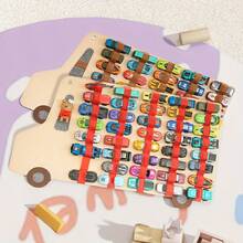 Large Capacity Racing Car Storage Rack, Beige Racing Stripe Background, Hanging Design, Space-Saving, Vertical Wall Decor, Easy Installation, Durable Fabric Garage, Fun Decor, Racing Car Accessories, Novelty Decor, Unique Design, Toy Storage, Door Hanging Storage, Room Organization, Home Decor