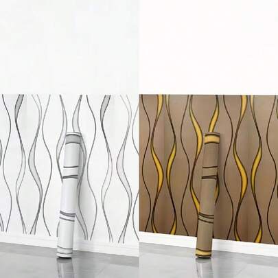 1 rouleau de papier peint stéréoscopique 3D à rayures, imperméable, amovible et auto-adhésif. Papier de contact pelable pour la décoration murale du salon, de la cuisine, de la chambre à coucher, du dortoir, des meubles, des comptoirs, etc. Installation facile. 45 cm x 500/300/100 cm