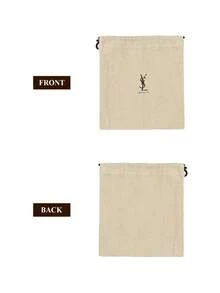 Yves Saint Laurent Túi đựng mỹ phẩm, Túi dây rút bằng vải lanh màu be có in logo, thoáng khí, thích hợp cho du lịch. - trắng đục - Xem 7