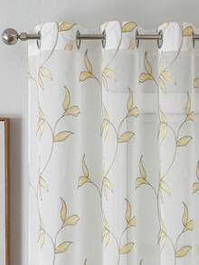 1 rèm thêu màu xám vàng, rèm vải lanh giả có khoen, thích hợp cho nhà bếp, phòng khách, phòng ăn, ban công, phòng ngủ, phòng học, trang trí nhà cửa - Vàng xám - Xem 16