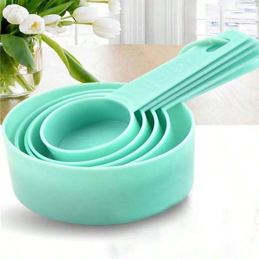 5 Piece Measuring Spoon And Measuring Cup Baking Tool DIY Cake Baking Formula Milk Powder Spoon - Blue - View 1