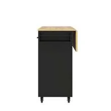 Dining Trolley, Kitchen Trolley, Removable Dining Trolley Counter, Napkin Holder And Spice Rack, Adjustable Partitions, Sideboard Cabinet, Kitchen Cabinet, Grained Wood Table - Black - View 5