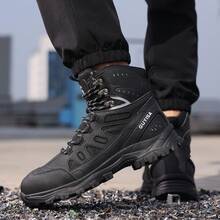 GUYISA Nuevos zapatos de seguridad de caña alta con puntera de acero, anti-aplastamiento, anti-perforación, botas tácticas de moda para minería y construcción, color negro, impermeables, suela de goma suave, cómodos y duraderos, adecuados para todas las estaciones