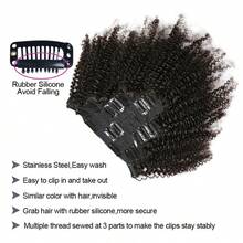 BINF Afro Kinky Curly Clip Ins Human Hair 4C Hair Clip In Extensions Real Natural Human Hair For  Women 8 Pecs With 20 Clips 120g Natural Color Real Brazilian Curly Virgin Natural Human Hair Clip Ins Seamless Clip Ins Double Weft Real Human Hair Afro Kinky Curly Clip In Hair Extensions 8-24 Inch 4B 4C Kinky Curly Clip Ins For Women - Afro Curly Clip In Extension - 查看 8