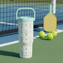 Pink Bow Stainless Steel Straw Lid Tumbler 30oz With Carry Handle For Women Girls, Insulated Travel Coffee Cup, Gift For Sports Outdoor Workout Christmas Birthday - 匹克球 1 - 查看 6