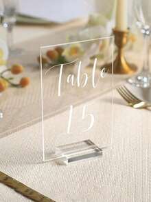 1/3/5/9/10pcs Acrylic Signing Table Seat Card Arrangement Touming Card Slot Base Postcard Wedding Card Holder Table Number Plate Holder, Clear Acrylic Card Slot Base Postcard Card Holder Wedding Card Table Number Plate Table Card Display Holder.Secret Santa Gifts For Women.Valentine's Day Gift.Christmas Gift - Multicolor - View 9