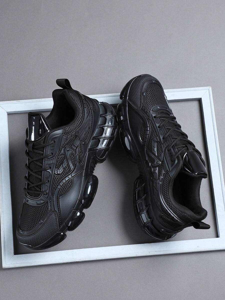 时尚休闲复古运动训练鞋，男士户外运动鞋，时尚男士运动鞋跑步鞋 - 黑色 - 查看 1