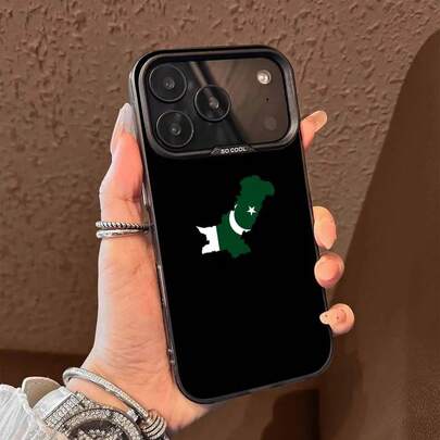 Funda de Teléfono con Mapa de Bandera de Pasaporte de Pakistán Compatible con  17,16,15,14,13,12,11,Pro,Max,Plus,E,Air,Mini Funda Negra de TPU, Funda Compatible con  17,  17 Pro,  17 Pro Max