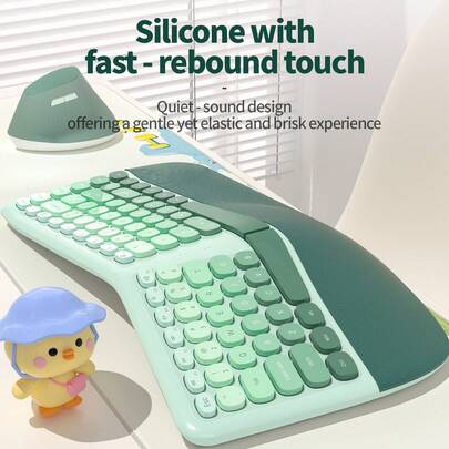 KLZO's Latest Ergonomic Keyboard And Mouse Set Ergonomic Design With Keyboard Stand Protects Your Hands, Prevents Carpal Tunnel Syndrome Wi-Fi Wireless Connection, Gradient Color Scheme For Stunning Aesthetics