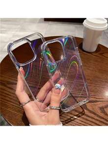 Clear Acrylic Phone Case With Aurora Bubbles - Multicolor - View 1