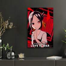 Framed Kaguya Sama: Love Is War Anime Poster - Canvas Wall Art Sweet & Endearing School Uniform Character Art With Red Geometric Patterns. Idea Gift For New Year, Thanksgiving Day, Christmas, For Room Decor, Kitchen Decor, Living Room, Halloween Decor, Bathroom Decor, Home Decor. - Đóng khung - Xem 2