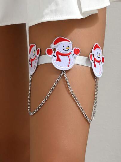 1pc Cute Christmas And Winter Snowman Accessory Chain For Women's Thigh Rings, Party And Prom Body Decorations