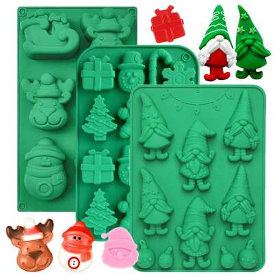 Various Styles Christmas Baking Molds, Large Size Xmas Silicone Mold For Making Holiday Desserts, Decorate Cakes, Add Baking Fun To The Atmosphere Of The Festival, And Can Also Be Used To Make Handmade Soap, Candles, Aromatherapy Plaster And Other Handicrafts