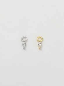 1pc 925 Sterling Silver Kite-Shaped Zirconia Pendant & 16G Hinged Hoop Earring - Cartilage Earring, Helix Earring, Nose Ring, Nose Septum Ring, Seamless Clip-On Earring, Mini Earring, Tragus Earring, Cartilage Earring, Helix Earring, Silver Seamless Cartilage Earring, Suitable For Daily Wear By Men And Women, Soft Pure Silver Material - Please Handle With Care (Sold Individually) - Kite  Pendant Earrings - View 3