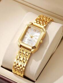 4件套女士优雅方形石英表配手链套装，适合母亲节、教师节、感恩节、学生、毕业典礼、生日等各种场合，是馈赠佳品。