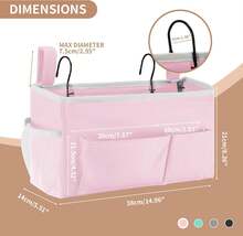 Bedside Caddy With 5 Pocket, Bedside Storage Organizer College, Dorm Bed, Bunk Bed, Grey - 粉色 - 查看 4