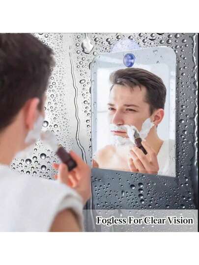 1pc Unbreakable Acrylic Mirror/Makeup Mirror, Self-Adhesive Removable Mirror, Anti-Fog Shaving Mirror For Men, Suction Cup Hanging Shaving Mirror, Wall Mountable For Bathroom, Bedroom Vanity, And Office Wall Decor, Can Be Used As Sticker Or Wall Decal