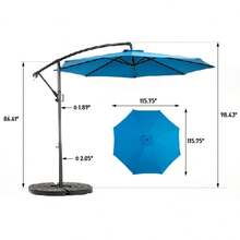 Large 14.8 Ft. Double-Sided Rectangular Outdoor Umbrella With Crank (Orange) (No Base) - Dark Blue + Steel + Garden & Outdoor - View 9