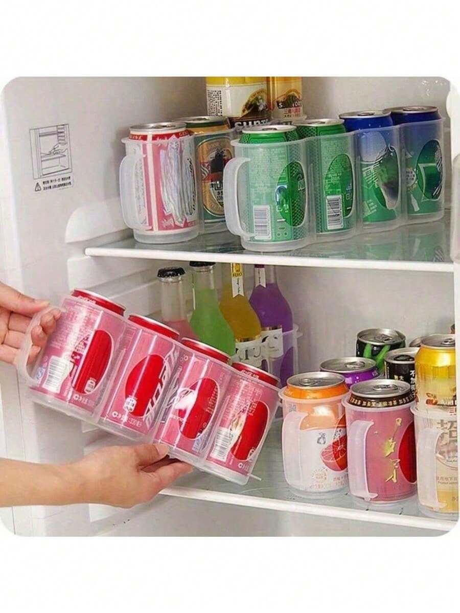 Beer Soda Drink Can Storage Box Kitchen Fridge Drink Bottle Holder Fridge Refrigeration Tools Home Organizer Rack Shelf 1PC - Transparent - View 1