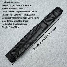 31.5 Inch 4-Hole Pool Cue Case (Cue Tube), PU Leather Exterior & Velvet Lining | Holds 2 Butts & 2 Shafts | Metal Zipper, Adjustable Shoulder Strap, Thick Padding, Multi-Pocket Design | Durable Portable Billiard Accessories, Christmas Gift, Ideal For Pool Enthusiasts, Holiday & Birthday Gift - A Rod Barrel - View 8