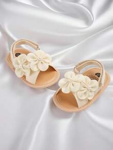 女婴凉鞋 新生儿防滑软橡胶底凉鞋 男婴露趾户外休闲夏季学步鞋 婴儿夏季凉鞋 0-1岁 软底防滑运动鞋 白色小花透气婴儿鞋 0-18个月 - 杏色 - 查看 14