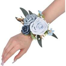 Wristband Corsage, Artificial Flowers For Wedding Bridesmaid Hand Flower Decor Simulated Rose Wrist Flower (Blue, One... - B0F99L7JBM - Xem 6