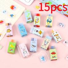 5/10/15pcs Random Creative Cartoon Erasers, Easy To Clean And Not Easy To Tear, Soft And Durable, Not Easy To Break, Paintable Erasers, Cute Sandwich-Shaped Stationery Suitable For Art Students