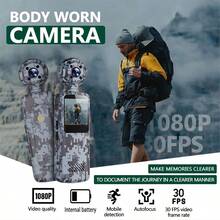 1 pieza Cámara corporal mini 1080p con pantalla de 1.3 pulgadas, lente rotativa 180°, cámara corporal pequeña y portátil con visión nocturna IR para bicicleta - Multicolor - Ver 4