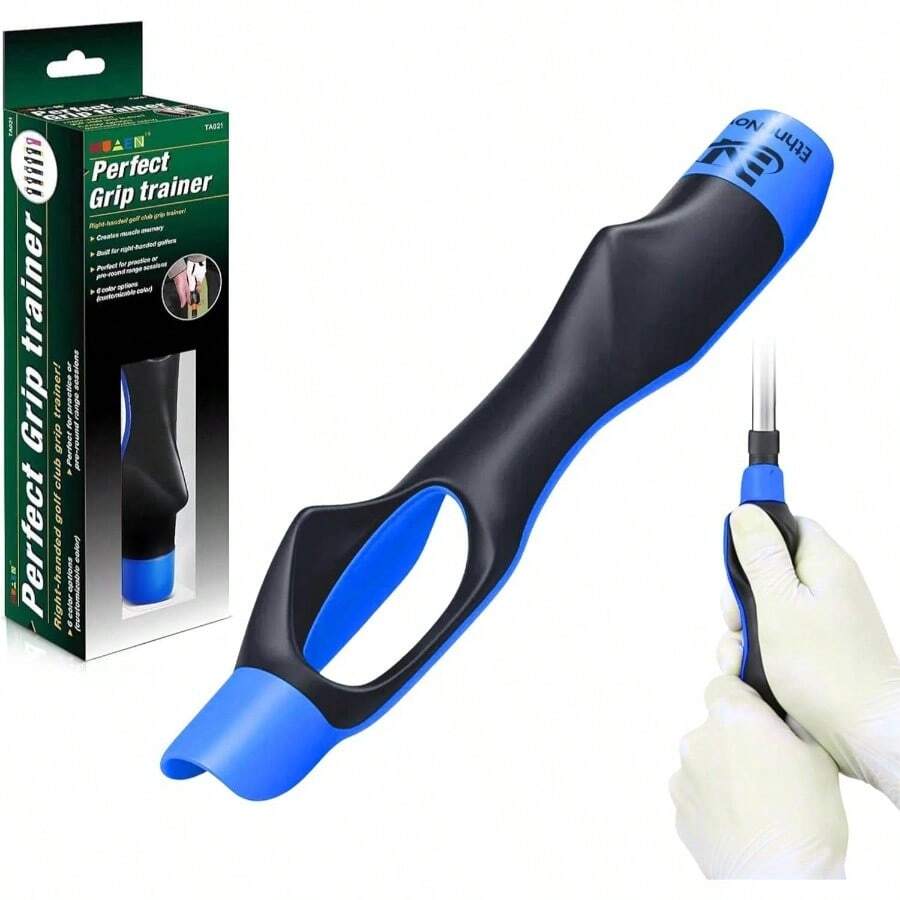 Entrenador de agarre, diestro - Ayuda de entrenamiento, mejora de la posición de la mano y el swing, azul - Azul - Ver 1